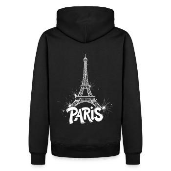 Tour Eiffel Pop Art Scène De Nuit - Sweat à capuche Premium bio Homme - noir - Dos - Nico (187cm)