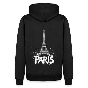 Tour Eiffel Pop Art Scène De Nuit - Sweat à capuche Premium bio Homme - noir - Dos - Nico (187cm)