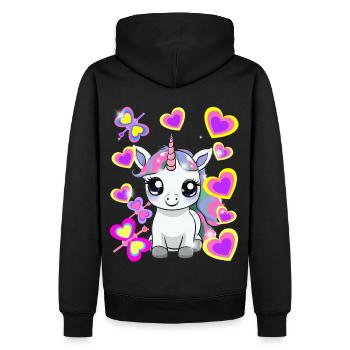 Licorne Enfant Fille Cheval - Sweat à capuche Premium bio Homme - noir - Dos - Nico (187cm)