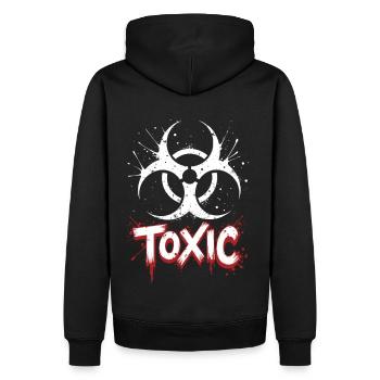 Symbole de risque biologique Style grunge toxique - Sweat à capuche Premium bio Homme - noir - Dos - Nico (187cm)
