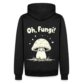 Oh, Fungi! Lustiger Pilz - Männer Premium Bio Hoodie - Schwarz - Hinten - Nico (187cm)
