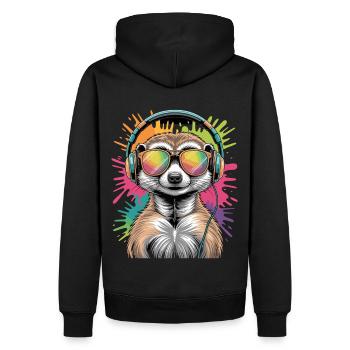 Dj Meerkat with Sunglasses T-Shirt - Men’s Premium Organic Hoodie - black - Back - Nico (187cm)