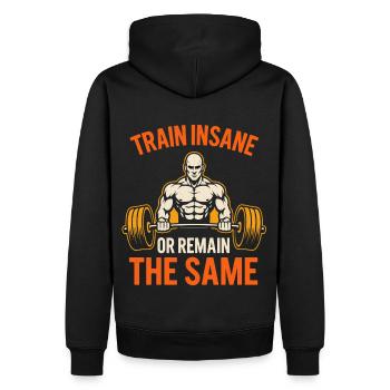 Fitness Schmerz Trainingsshirt für Bodybuilder - Männer Premium Bio Hoodie - Schwarz - Hinten - Nico (187cm)