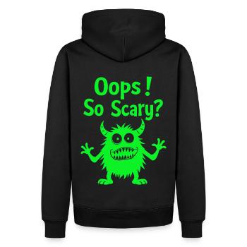 Oops! So Scary? Lustiges Monster - Männer Premium Bio Hoodie - Schwarz - Hinten - Nico (187cm)