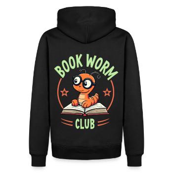 Book Worm Club - Ver de lecture - Sweat à capuche Premium bio Homme - noir - Dos - Nico (187cm)