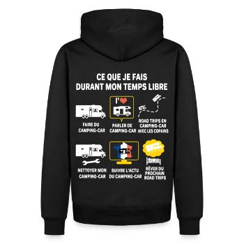 Camping car passion camping-car Humour cariste - Sweat à capuche Premium bio Homme - noir - Dos - Nico (187cm)