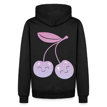 Cerises Kawaii - Sweat à capuche Premium bio Homme - noir - Dos - Nico (187cm)