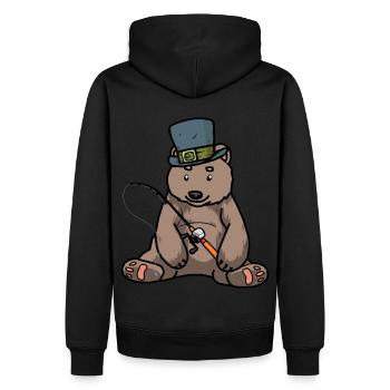 Brown Bear Grizzly Amgler canne à pêche - Sweat à capuche Premium bio Homme - noir - Dos - Nico (187cm)