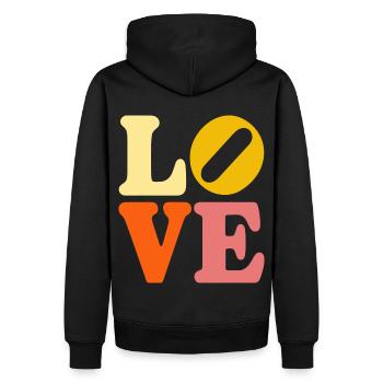 Signe de paix Amour des années 60 des années 70 Costume Groovy Hippie - Sweat à capuche Premium bio Homme - noir - Dos - Nico (187cm)
