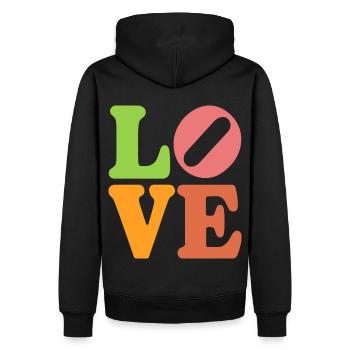 Signe de paix Amour des années 60 des années 70 Costume Groovy Hippie - Sweat à capuche Premium bio Homme - noir - Dos - Nico (187cm)