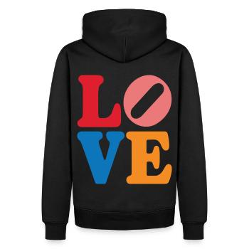 Signe de paix Amour des années 60 des années 70 Costume Groovy Hippie - Sweat à capuche Premium bio Homme - noir - Dos - Nico (187cm)