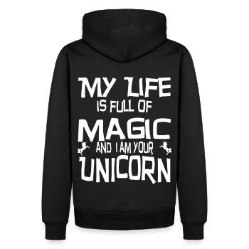 Magic Unicorn - Men’s Premium Organic Hoodie - black - Back - Nico (187cm)