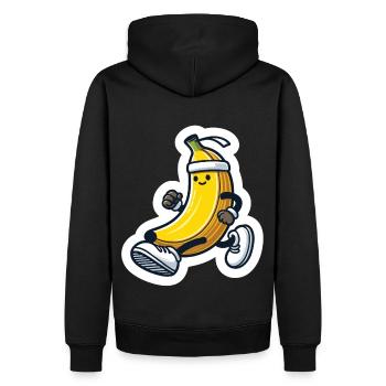 Sportliche Banane - Männer Premium Bio Hoodie - Schwarz - Hinten - Nico (187cm)