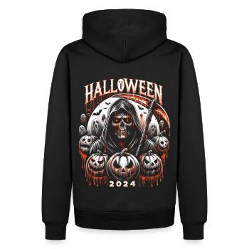 Halloween 2024 Der Tod und seine Schergen - Männer Premium Bio Hoodie - Schwarz - Hinten - Nico (187cm)