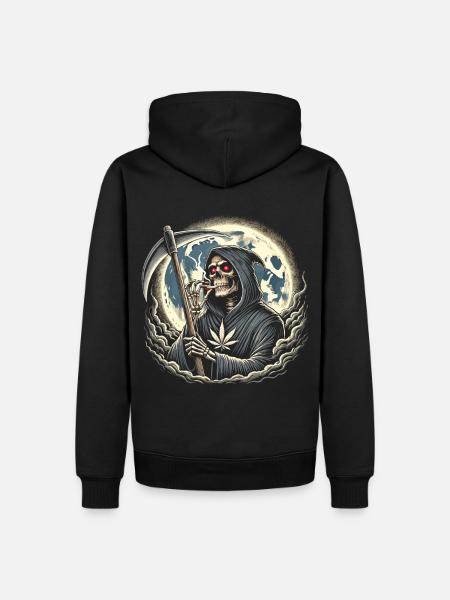 Der berauschte Sensenmann im Mondlicht - Männer Premium Bio Hoodie - Schwarz