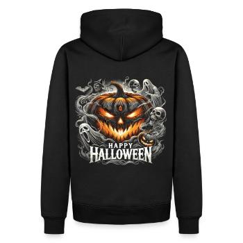 Flammes de citrouille fantomatiques - Chemise d’Halloween - Sweat à capuche Premium bio Homme - noir - Dos - Nico (187cm)