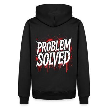 Problem Gelöst - Problem Solved - Men’s Premium Organic Hoodie - black - Back - Nico (187cm)