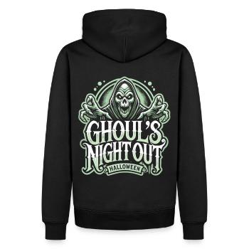Ghoul's Night Out - Gruseliges Halloween Shirt - Männer Premium Bio Hoodie - Schwarz - Hinten - Nico (187cm)