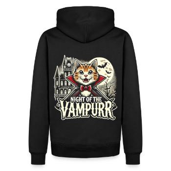 T-shirt d’Halloween chat vampire - Sweat à capuche Premium bio Homme - noir - Dos - Nico (187cm)