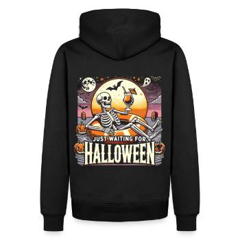 Drôle de squelette attendant halloween T-Shirt - Sweat à capuche Premium bio Homme - noir - Dos - Nico (187cm)