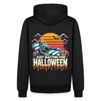 Gruseliges Monster entspannt sich am Strand - Männer Premium Bio Hoodie - Schwarz - Hinten - Nico (187cm)