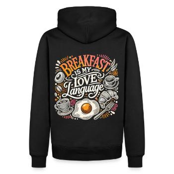 Frühstücksliebe : Le petit-déjeuner est ma langue d’amour - Sweat à capuche Premium bio Homme - noir - Dos - Nico (187cm)