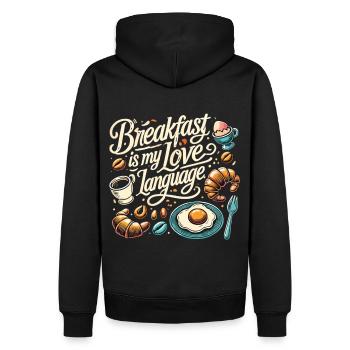 Frühstücksfreude : Le petit-déjeuner est ma langue d’amour - Sweat à capuche Premium bio Homme - noir - Dos - Nico (187cm)