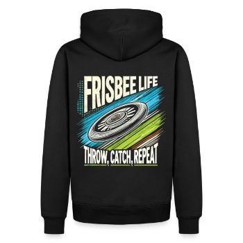 Frisbee Life - Lancer, attraper, répéter - Sweat à capuche Premium bio Homme - noir - Dos - Nico (187cm)