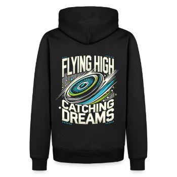 Voler haut Attraper des rêves - Passionné de frisbee - Sweat à capuche Premium bio Homme - noir - Dos - Nico (187cm)
