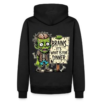 T-shirt drôle d’Halloween avec motif de dîner de zombie - Sweat à capuche Premium bio Homme - noir - Dos - Nico (187cm)