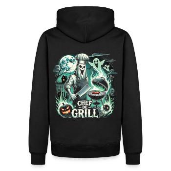 T-Shirt Chef Fantôme au Grill – Chef de Grill - Sweat à capuche Premium bio Homme - noir - Dos - Nico (187cm)