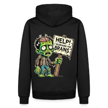 Witziges Männer Zombie T-Shirt für Halloween - Männer Premium Bio Hoodie - Schwarz - Hinten - Nico (187cm)