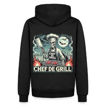 Skeleton Chef au Grill Halloween – Chef de Grill - Sweat à capuche Premium bio Homme - noir - Dos - Nico (187cm)