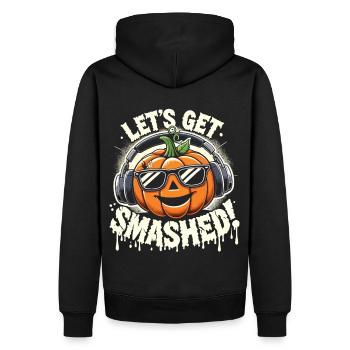 Lustiger Halloween Kürbis - Let’s Get Smashed - Männer Premium Bio Hoodie - Schwarz - Hinten - Nico (187cm)