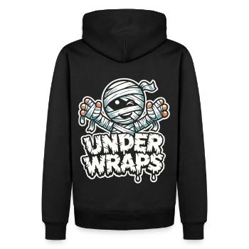 Chemise d’Halloween avec des momies et le texte « Under Wraps » - Sweat à capuche Premium bio Homme - noir - Dos - Nico (187cm)