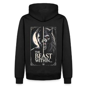 The Beast Within - Verwandlung im Vollmond - Männer Premium Bio Hoodie - Schwarz - Hinten - Nico (187cm)