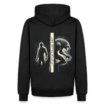 Bestie im Dunkeln Shirt - Männer Premium Bio Hoodie - Schwarz - Hinten - Nico (187cm)