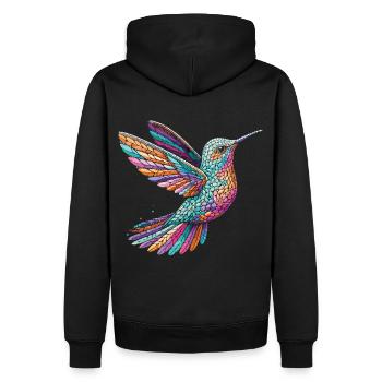 Colibri en mosaïque : Chemise colorée pour les amateurs d’oiseaux - Sweat à capuche Premium bio Homme - noir - Dos - Nico (187cm)