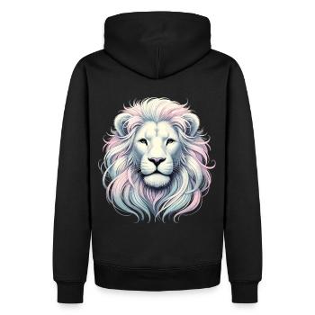 Lion blanc dans le style de l’art pastel - Sweat à capuche Premium bio Homme - noir - Dos - Nico (187cm)