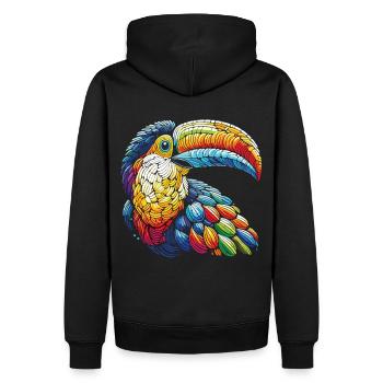 Toucan exotique en mosaïque - Sweat à capuche Premium bio Homme - noir - Dos - Nico (187cm)