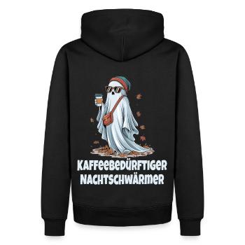 Nachtschwärmer: Geister & Kaffee - Männer Premium Bio Hoodie - Schwarz - Hinten - Nico (187cm)