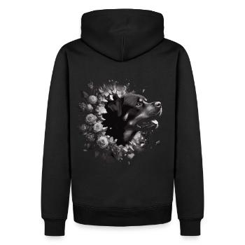 Rottweiler Power: Durch die Wand - Männer Premium Bio Hoodie - Schwarz - Hinten - Nico (187cm)