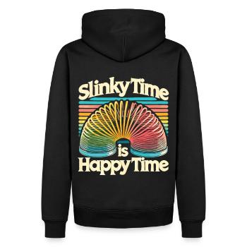 Slinky Time – Des moments heureux dans un style rétro - Sweat à capuche Premium bio Homme - noir - Dos - Nico (187cm)