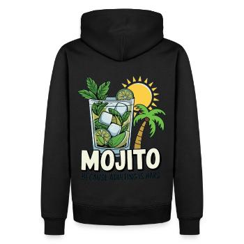 Mojito – Weil Erwachsensein hart ist - Männer Premium Bio Hoodie - Schwarz - Hinten - Nico (187cm)