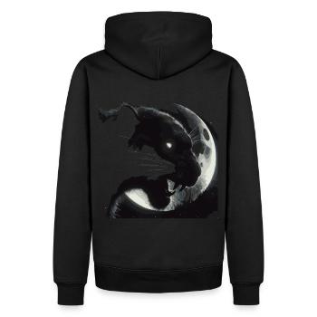 Schwarzer Panther Kopf im Mondlicht - Männer Premium Bio Hoodie - Schwarz - Hinten - Nico (187cm)