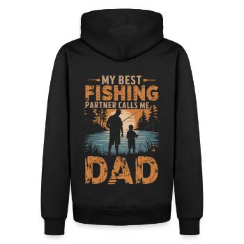 Mon meilleur partenaire de pêche m’appelle papa - Sweat à capuche Premium bio Homme - noir - Dos - Nico (187cm)