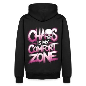 Chaos ist mein Wohlfühlbereich - Männer Premium Bio Hoodie - Schwarz - Hinten - Nico (187cm)