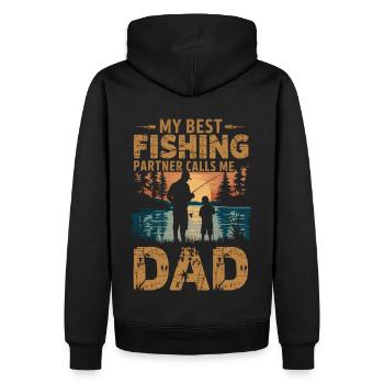Mein Angelkumpel sagt Papa zu mir - Männer Premium Bio Hoodie - Schwarz - Hinten - Nico (187cm)