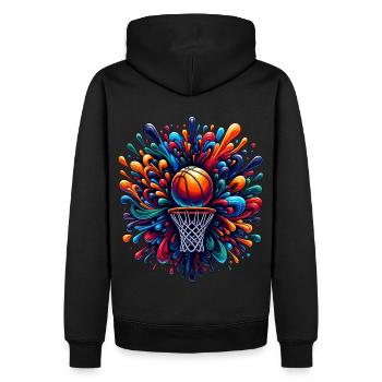 Bunte Basketball Tie Dye Farbe Splash Hoop Net - Männer Premium Bio Hoodie - Schwarz - Hinten - Nico (187cm)