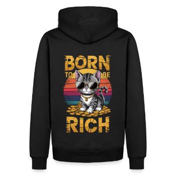 Katzenstyle trifft Reichtumstraum - Männer Premium Bio Hoodie - Schwarz - Hinten - Nico (187cm)
